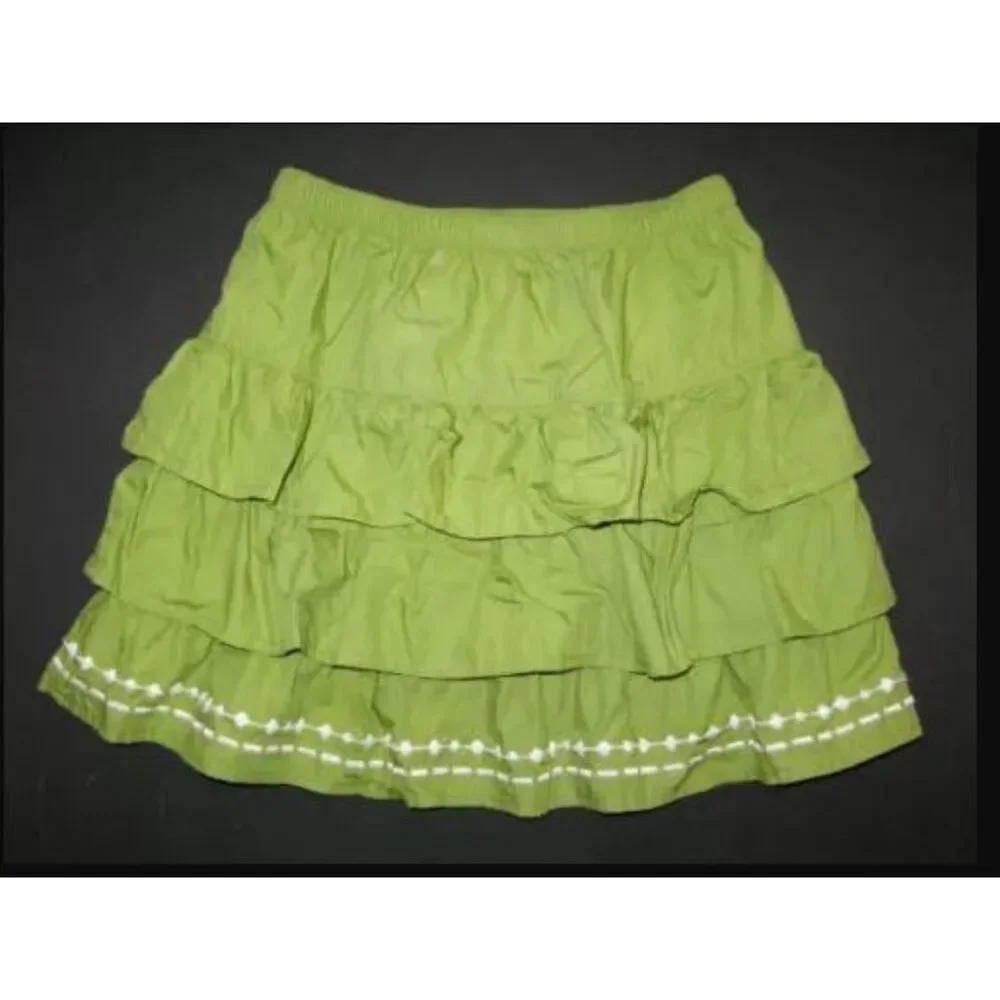 Gymboree Girls Skirt 8 Batik Summer Safari Fiesta Jungle Gem Green ruffle White